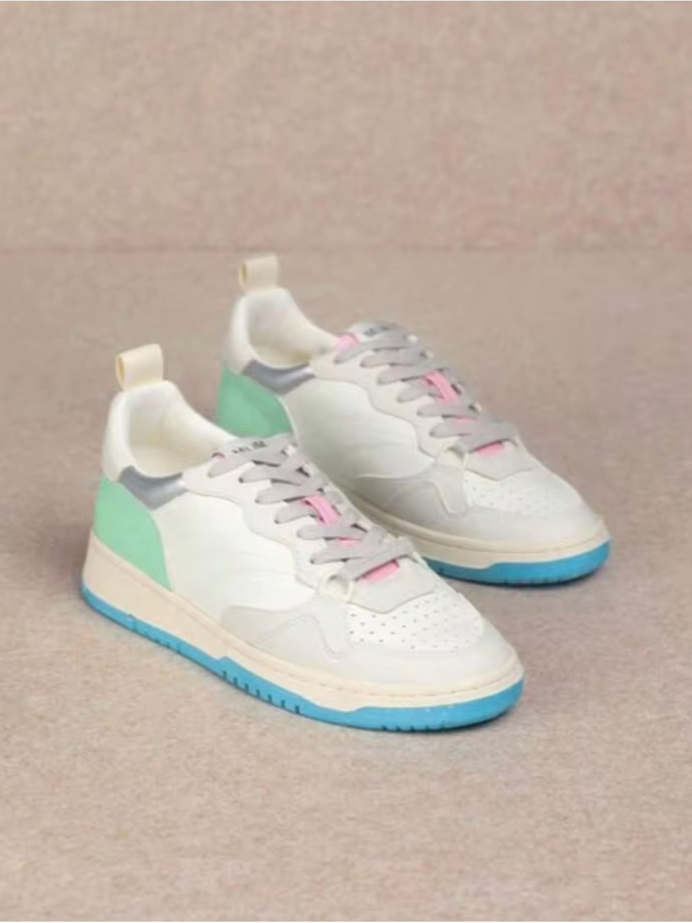 Mi.iM White Sneakers with Mint, Pink and Blue Accents